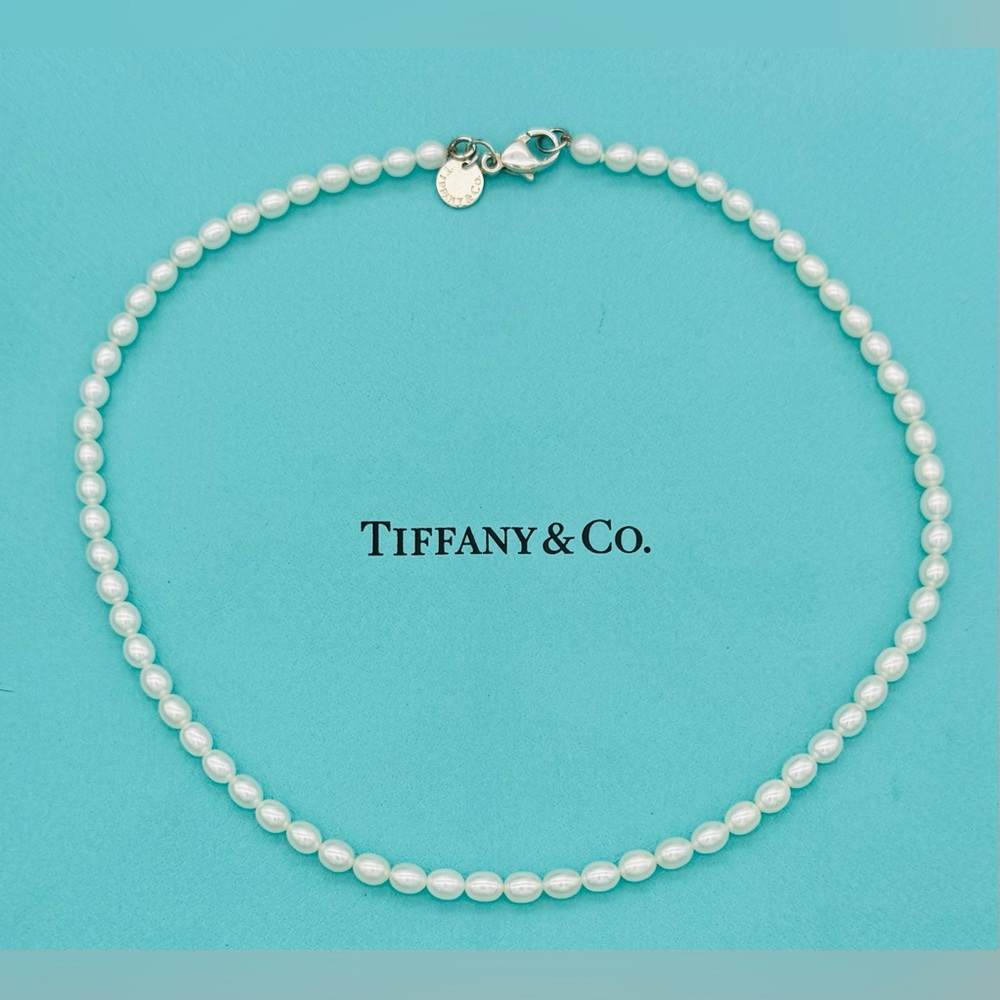 Tiffany & Co. Classic Pearl Necklace Sterling Silver 16.5” w/ Packaging
